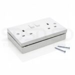 NANDEYIBI Double switched mains socket with pattress – White - Image 3