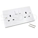 NANDEYIBI Double switched mains socket with pattress – White - Image 2