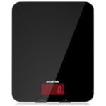 ACCUWEIGHT 201 Digital Kitchen Scales with Tempered Glass Platform (Batteries included) – Black