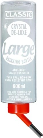Cage-mounted rabbit water bottle – Clear – 600 ml