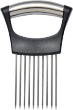 MEETOZ Onion slicing guide holder – Black, Silver
