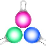 Clip-on LED pet collar lights – Blue, Green, Pink, Silver – 3-pack