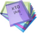 Rapesco 1665 ECO Recycled Popper Wallets, A4+, 10-pack – Assorted