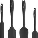 NileHome Silicone Spatula Set, High Heat-Resistant Premium BPA-Free One Piece Seamless Design – 4 pack – Black