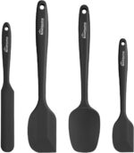 NileHome Silicone Spatula Set, High Heat-Resistant Premium BPA-Free One Piece Seamless Design – 4 pack – Black