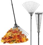 Pelle & Sol Adjustable 25-tine leaf rake – Black