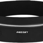 HAISSKY Running Belt Phone Holder, 3 Zipper Pockets, Water Resistant, 28–47 inch Waist – One Size – Black (Up to 6.9")