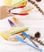 ZHIYE stainless-steel kitchen tongs with locking clips, 7-inch, 4 pack – Black,red,blue,green - Image 6