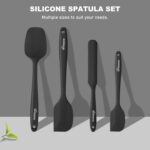 NileHome Silicone Spatula Set, High Heat-Resistant Premium BPA-Free One Piece Seamless Design – 4 pack – Black - Image 7