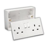 NANDEYIBI Double switched mains socket with pattress – White