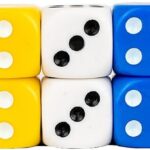 Storm&Lighthouse Pack of 10 1.4cm Small Six-Sided Dice Coloured Dice Game D6 Dice Set, Green, Blue, Red, Yellow, White, 1.4x1.4x1.4 centimeters