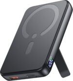 MagSafe-style 12000 mAh 22.5W Power Bank with Stand, LED and USB-C – W16 – Black