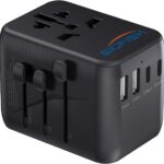 Bigfish Universal Travel Adapter, 2 USB-C, 2 USB-A, 10A Fuses, EU/UK/US/AU – 21W Standard charging, Black