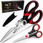 MAGNIFICENT 7 STAR Magnificent kitchen scissors with safety cover and soft grip – Red