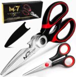 MAGNIFICENT 7 STAR Magnificent kitchen scissors with safety cover and soft grip – Red