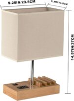 Bedside lamp with charging dock – Linen Shade - Image 4