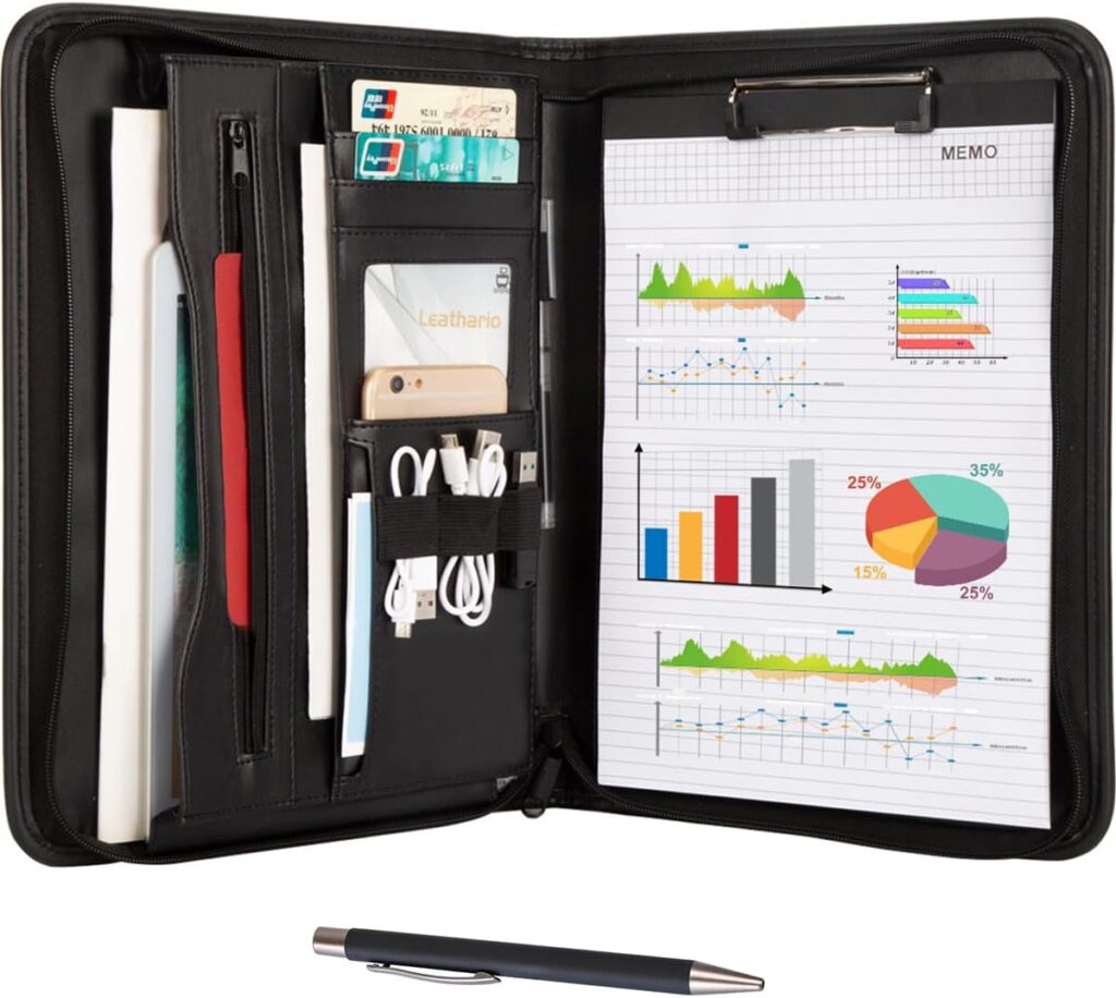 Zipped A4 portfolio folder – Black-001