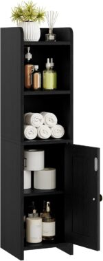 Narrow bathroom floor cabinet – 7.87" W x 7.87" D x 31.5" H – Black