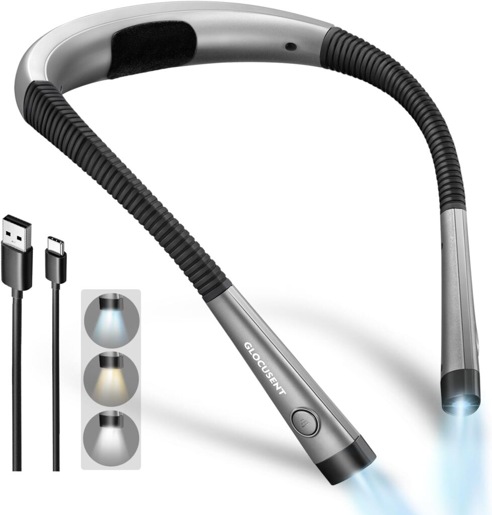 Wearable neck reading light – Grey