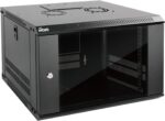 Wall-mount network equipment cabinet – 6U Glass Door – Black