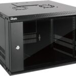 Wall-mount network equipment cabinet – 6U Glass Door – Black