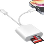 Vonxite SD Card Reader for iPhone iPad, USB C SD Card Reader with Dual Slot for MicroSD/SD – White
