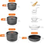 Nested camping cookware and kettle – Black - Image 4
