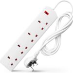 DESIRETECH four-gang UK extension lead, 2m – White