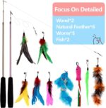 Bojafa Cat Toys for Indoor Cats Adult Interactive Kitten Feather Wand Toys 15Pcs - Image 7