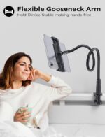 Gooseneck Tablet Holder Stand for Bed: Tryone Adjustable Flexible Arm Tablets Mount Clamp on Table Compatible with iPad – 01-Black - Image 3