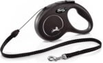 flexi Retractable cord dog lead – S: 5m (max. 12kg) – black