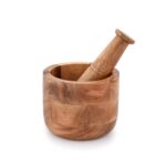 Samhita Wooden mortar and pestle – Brown