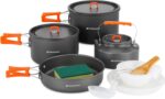 Nested camping cookware and kettle – Black - Image 2