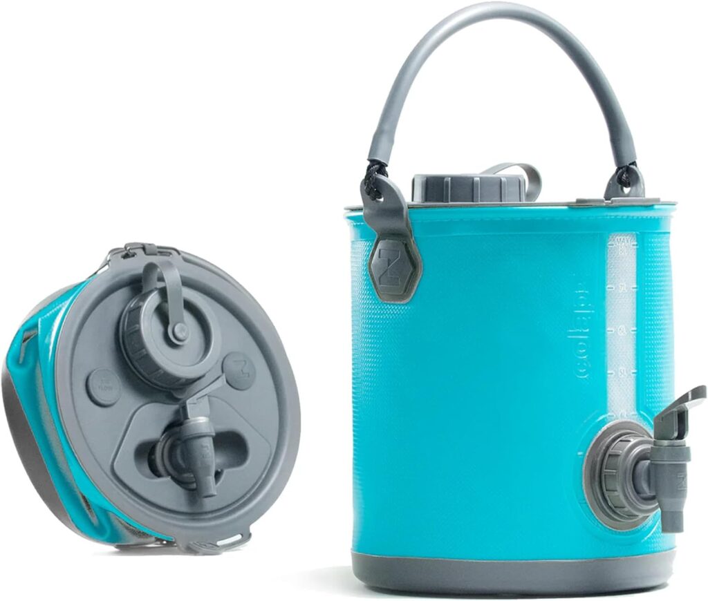 Collapsible camping water carrier with tap – Blue – 8 litres