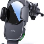 Auckly Wireless Car Charger, [Electromagnetic Sense] Qi 15W Fast in Car Wireless Charger Automatic Sensor Phone Holder – Black