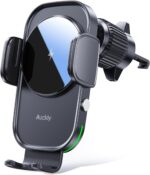 Auckly Wireless Car Charger, [Electromagnetic Sense] Qi 15W Fast in Car Wireless Charger Automatic Sensor Phone Holder – Black