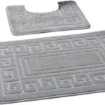 EDS Bath and pedestal mat set – Badematte Grau – 50 x 80 cm (Rectangular) – Silver