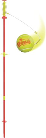 Pole-mounted tethered tennis set – 8.3 x 70 x 24 cm – Red and Yellow