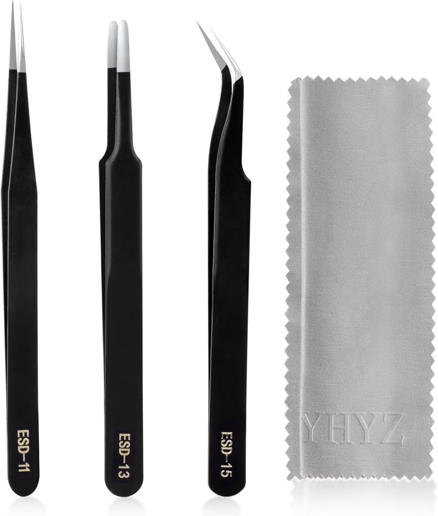 YHYZ Anti-static electronics tweezers – Silver, Black