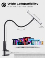 Gooseneck Tablet Holder Stand for Bed: Tryone Adjustable Flexible Arm Tablets Mount Clamp on Table Compatible with iPad – 01-Black - Image 5