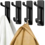 pickpiff Self Adhesive Hook, 6KG Extra Sticky and Strong, Black 4 Pack