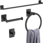 Gypie Bathroom towel rail and ring set – Black – 4-pack