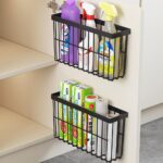 EigPluy Adhesive cabinet-door storage baskets – Black – 3 kg - Image 2