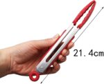 ZHIYE stainless-steel kitchen tongs with locking clips, 7-inch, 4 pack – Black,red,blue,green - Image 4
