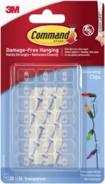 Command Decoration Clips (20 clips) | Adhesive Clips for Hanging Fairy Lights – Clear