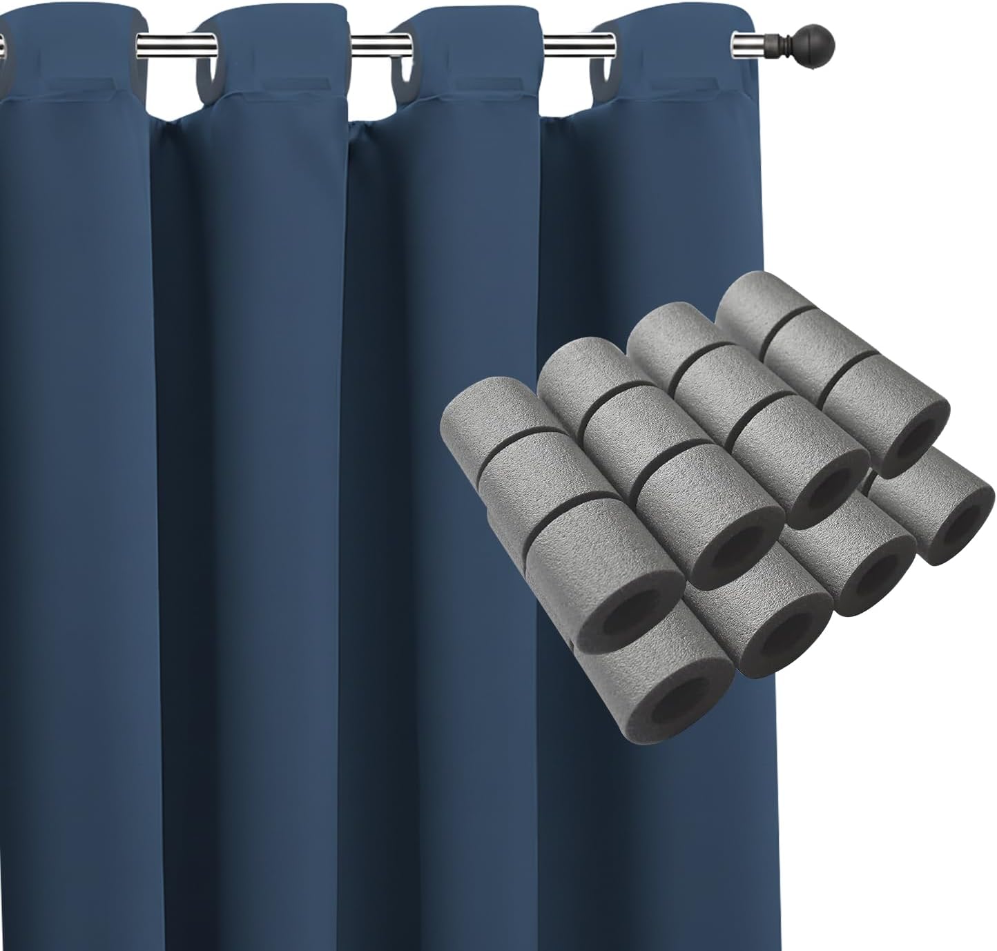 Eyelet-curtain spacing sleeves – Black – 24-pack Eyelet-curtain spacing sleeves – Black – 24-pack - Image 1