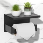HITSLAM Wall toilet-roll holder with shelf – Matte Black + 0 Hooks