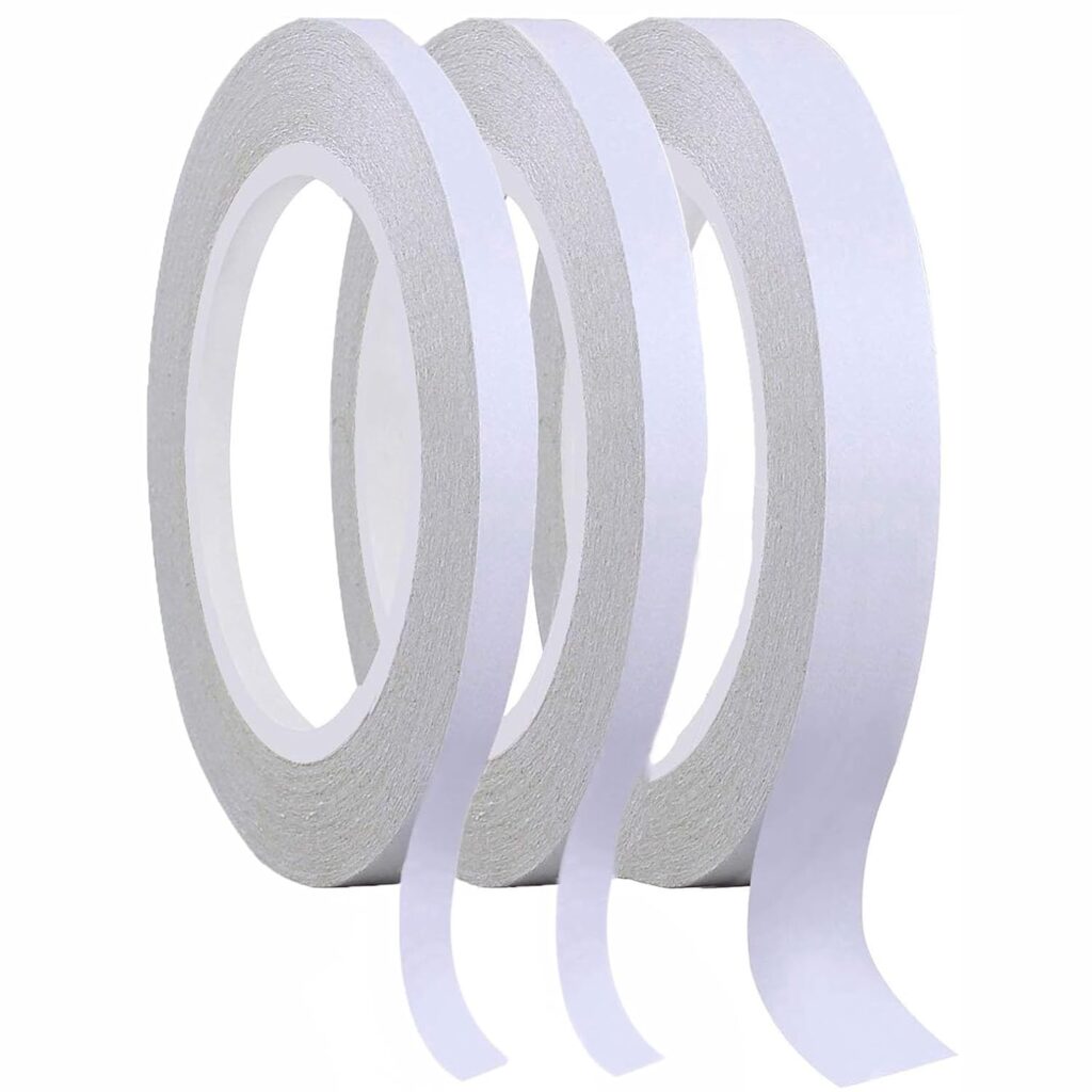 DDSHUN Double-sided craft tape rolls – 0.25inch x 8m, 0.59inch x 8m – Clear – 3-pack