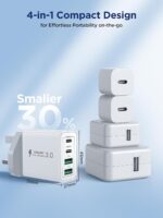 Aioneus Four-port 40W USB-C/USB-A UK mains charger – White - Image 5