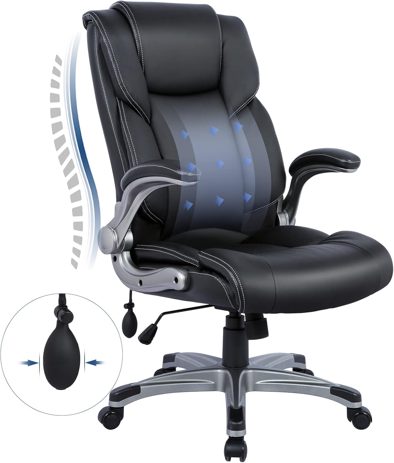 Swivel office chair with flip-up arms – 2822 – One Size – Black Swivel office chair with flip-up arms – 2822 – One Size – Black - Image 1
